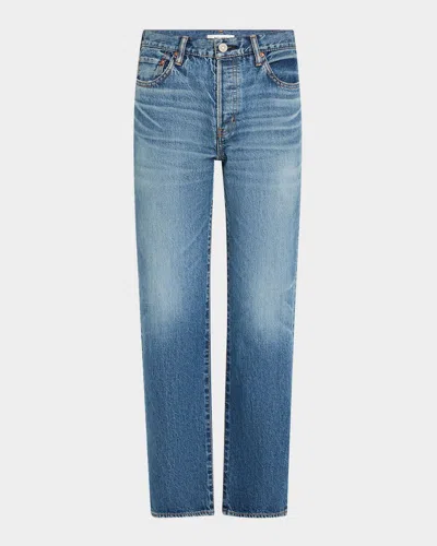 Moussy Vintage Sunset Straight Ankle Jeans In Animal Print