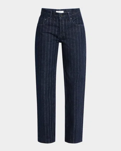 Moussy Vintage Syosset Pinstripe Straight Low-rise Jeans In Mxnvy