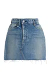 Moussy Vintage Thomoston Asymmetric Denim Skirt In Medium Wash