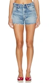 Moussy Vintage Fairlawn Frayed Denim Shorts In 淡蓝色