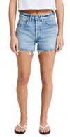 Moussy Vintage Fairlawn Frayed Denim Shorts In Light Blue