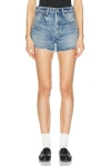 Moussy Vintage Fairlawn Frayed Denim Shorts In Light Blue