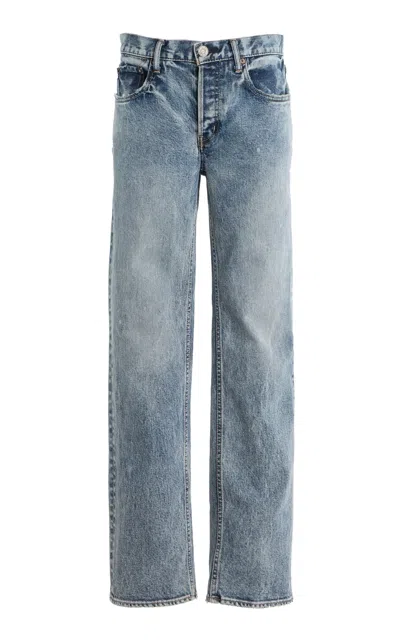 Moussy Vintage Wellesley Stretch Low-rise Straight-leg Jeans In Blue
