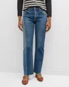 Moussy Vintage Bradenton Straight Cuffed Jeans In Blu