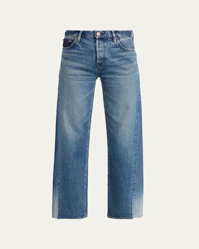 Moussy Vintage Wide-leg Paneled Jeans In Blue