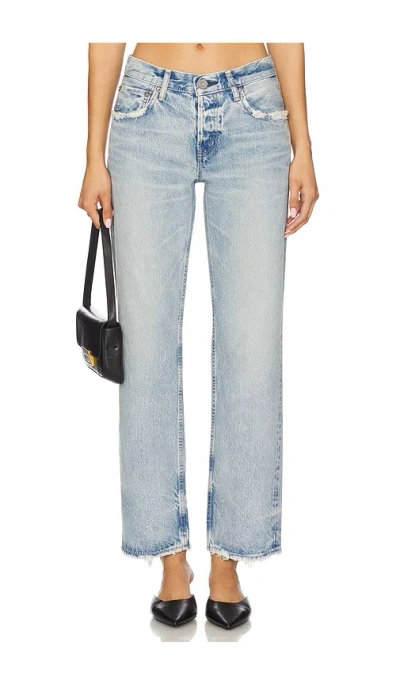 Moussy Vintage Wildwood Straight Low Jeans In Blue