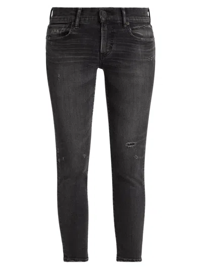 Moussy Vintage Women's Belver Coated Mid-rise Skinny Jeans In Black