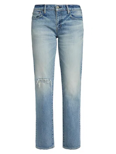 Moussy Vintage Deland High Waist Straight Leg Jeans In Blue