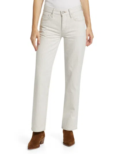 Moussy Vintage Women's Elmora Pinstriped Straight Jeans In White