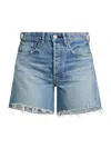 Moussy Vintage Graterford Long Denim Shorts In Blue