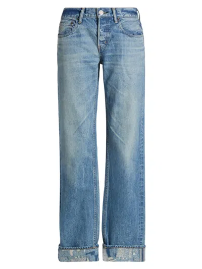 Moussy Vintage Women's Hopkinton Low-rise Distressed Cuff Jeans In Blue