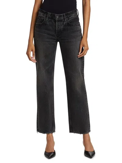 Moussy Vintage Glencoe High-rise Straight-leg Jeans In Black