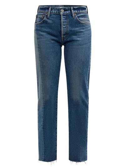 Moussy Vintage Women's Westchase Pieced Mid-rise Straight-leg Jeans In Blue