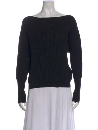 Pre-owned Moussy Vintage Wool Bateau Neckline Sweater In Black