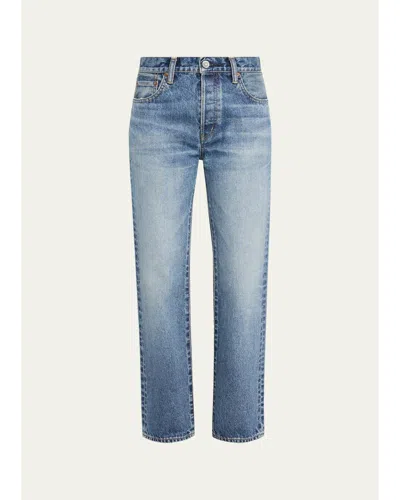 Moussy Vintage Wythe Mid-rise Straight-leg Jeans In Blue