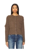 Moussy Vintage Zip-up Cardigan In Brown