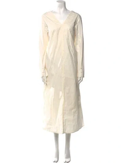 Pre-owned Moussy V-neck Long Dress In Neutral