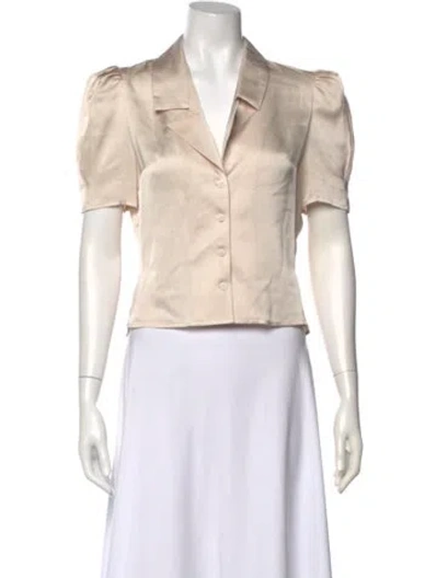 Pre-owned Moussy V-neck Short Sleeve Crop Top In Neutral