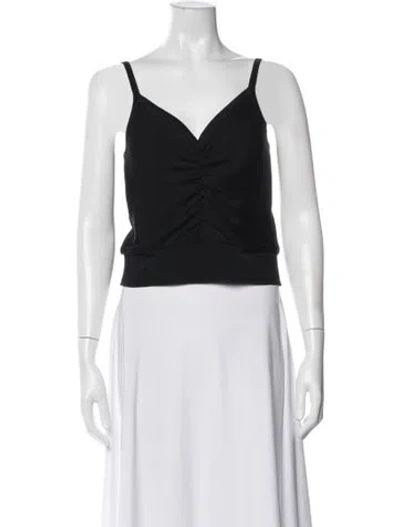 Pre-owned Moussy V-neck Sleeveless Crop Top In Black