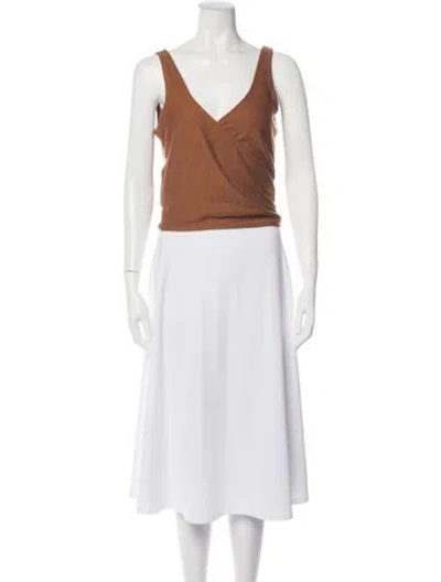 Pre-owned Moussy V-neck Sleeveless Crop Top In Brown