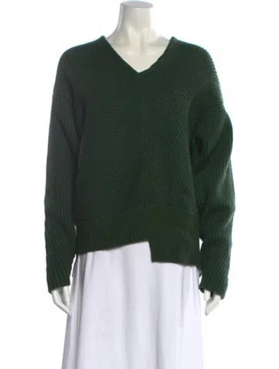 Pre-owned Moussy V-neck Sweater In Green
