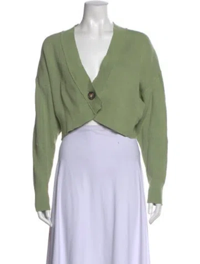 Pre-owned Moussy V-neck Sweater In Green