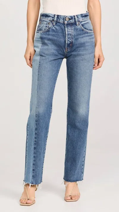 Moussy Westchase High Waist Ankle Straight Leg Jeans In Blue