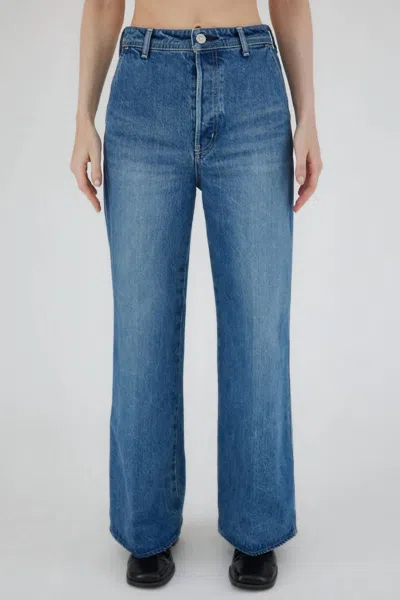 Moussy Cambria Centerpress Wide-cropped Jean In Blue