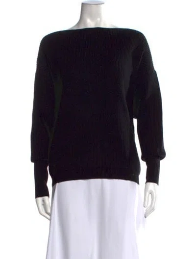Pre-owned Moussy Wool Bateau Neckline Sweater In Black