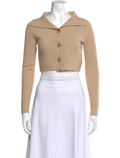 Pre-owned Moussy Wool Long Sleeve Crop Top In Neutral