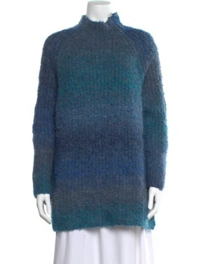 Pre-owned Moussy Wool Printed Sweater In Blue