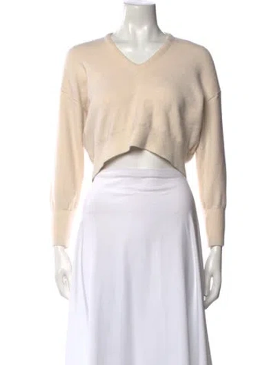 Pre-owned Moussy Wool V-neck Sweater In Neutral