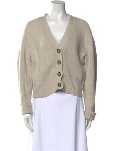 Pre-owned Moussy Wool V-neck Sweater In White