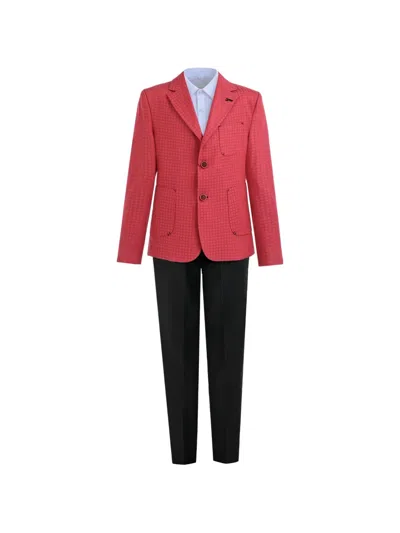 Moustache Kids' Adrian Patterned Suit (set Of Three) In Pink