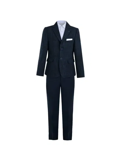 Moustache Kids' Alexander Checked Suit (set Of Three) In Blue