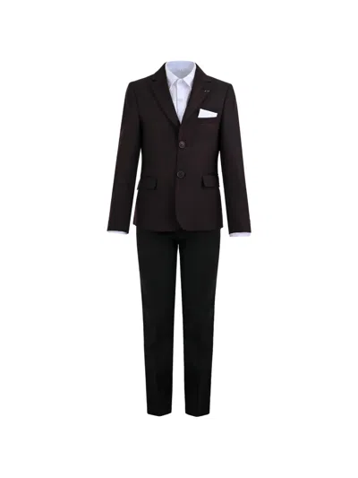 Moustache Kids' Alexander Three-piece Suit In Burgundy