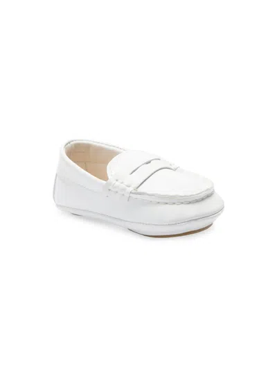 Moustache Babies' Penny Strap Leather Pre-walkers In White