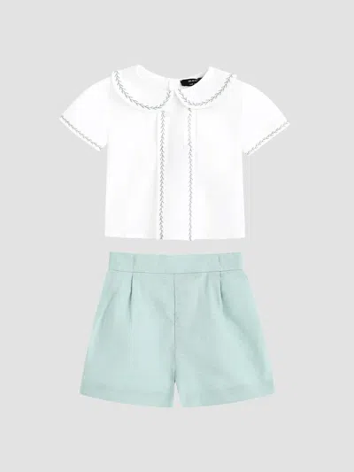 Moustache Baby Girl's & Little Girl's Short Outfit Set In Light Green