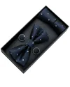 Moustache Black And Purple Dotted Bowtie Set In Blue