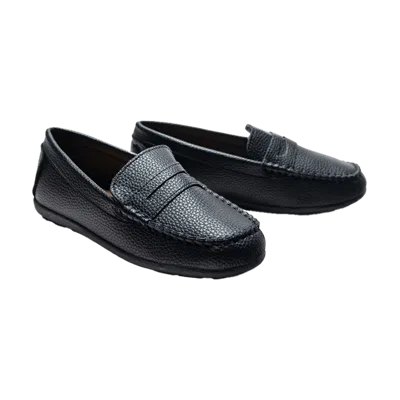 Moustache Black Faux Leather Penny Loafers By Childsplay Clothing In Blue