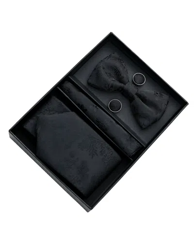 Moustache Kids'  Black Floral Tie Set In Blue
