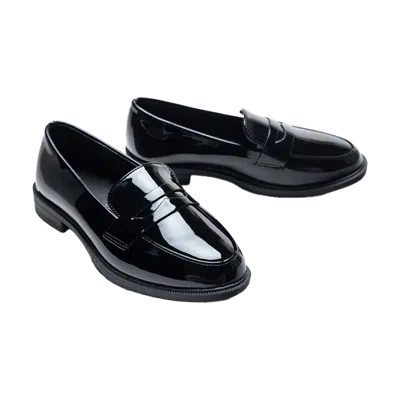 Moustache Black Patent Penny Loafers By Childsplay Clothing