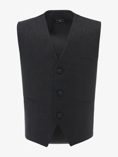 Moustache Black Print Vest & Bowtie