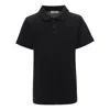 Moustache Black Solid Logo Polo In Black