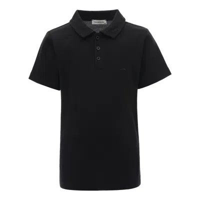 Moustache Kids' Black Solid Logo Polo