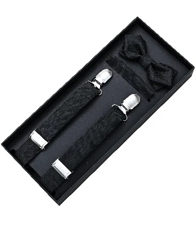 Moustache Kids'  Black Textured Suspenders Set By Childsplay Clothing In Blue