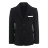 Moustache Black Twill Peak Lapel Blazer