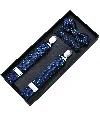 Moustache Blue Textured Suspenders Set In Blue