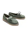 Moustache Kids' Bow-detail Loafers In Olive Green