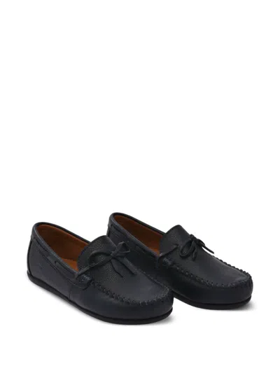Moustache Bow-detail Stitched Loafers In Blue